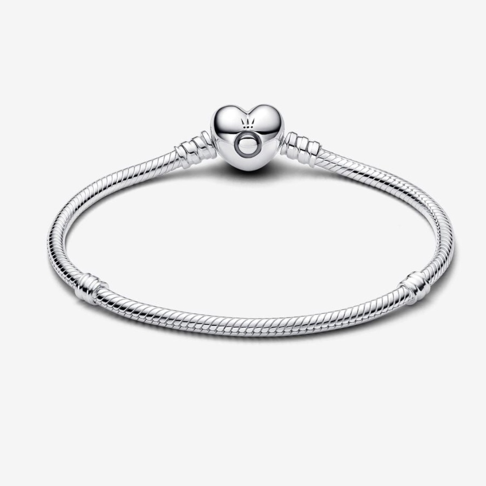 Authentic Pandora Moments Heart Clasp Snake Chain Bracelet 7.5" Valentine's Day - Picture 8 of 11